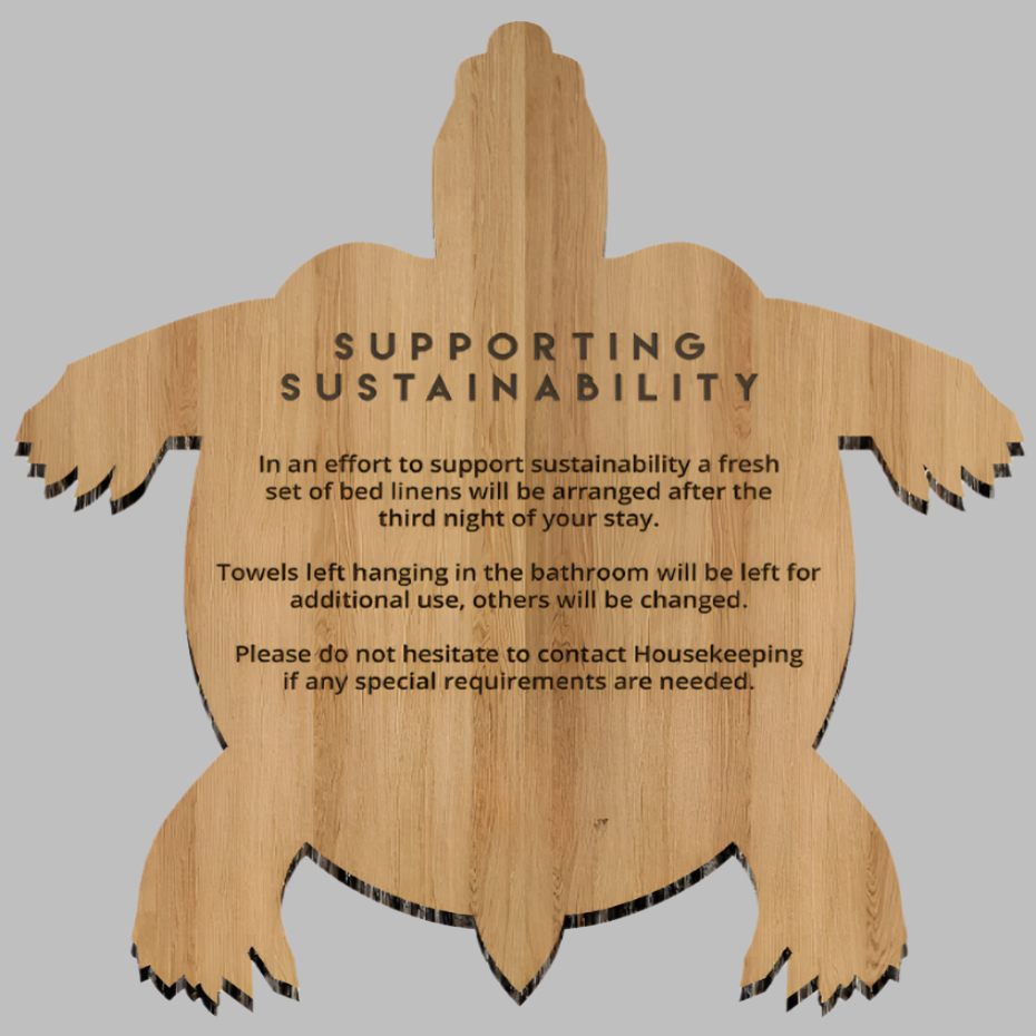 Turtle Linen Change Card – Eco-Friendly Guest Room Sustainability Sign