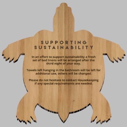 Turtle Linen Change Card – Eco-Friendly Guest Room Sustainability Sign