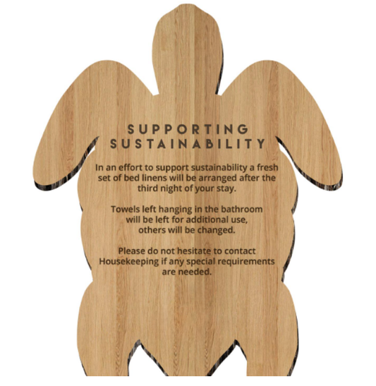 Turtle Linen Change Card – Eco-Friendly Guest Room Sustainability Sign