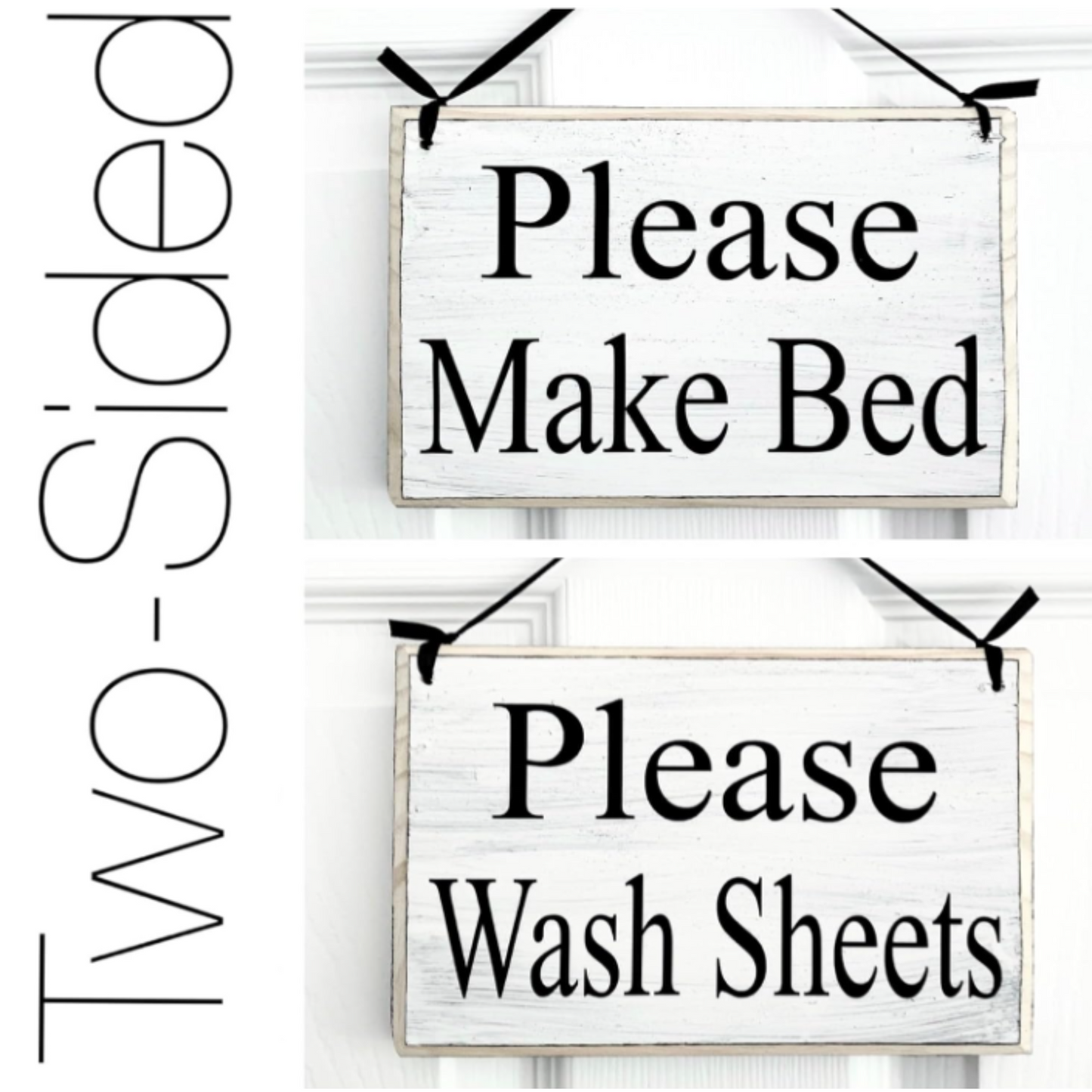 Wooden Linen Change Sign – Eco-Friendly Door Mount Sustainability Sign