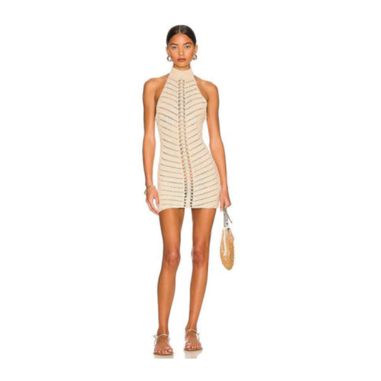 Lyssa Hand-Crocheted Halter Mini Dress – Boho Beachwear