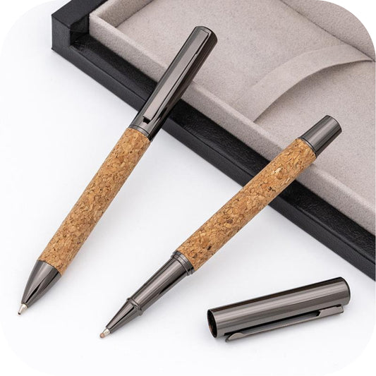 Metal and Cork Coated Rollerball Pen