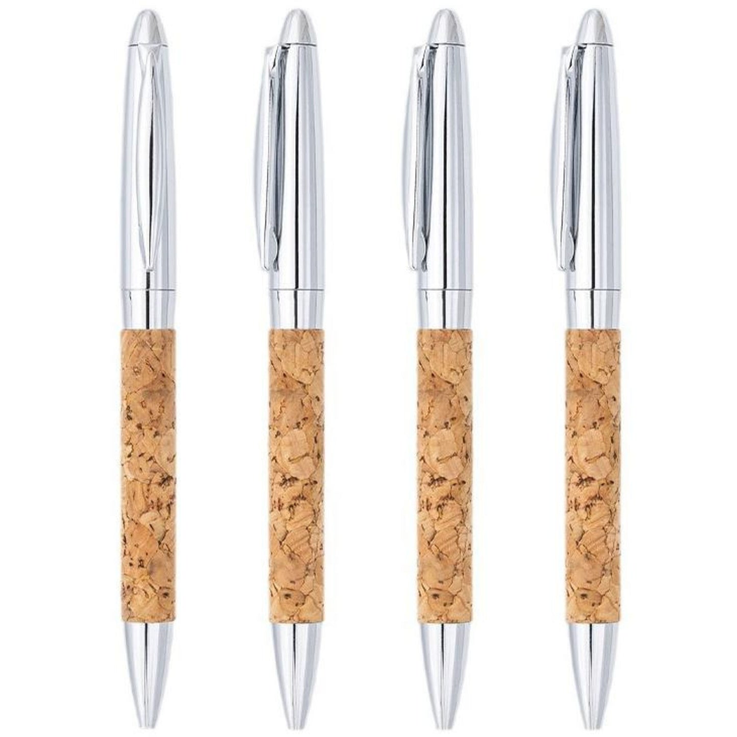 Metal and Cork Ballpoint Pen with Chrome Accents