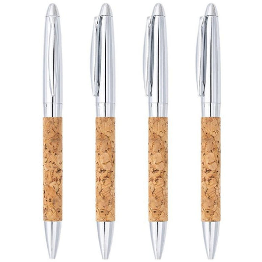 Metal and Cork Ballpoint Pen with Chrome Accents