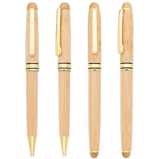 Metal and Bamboo Rollerball Pen with Chrome Accents