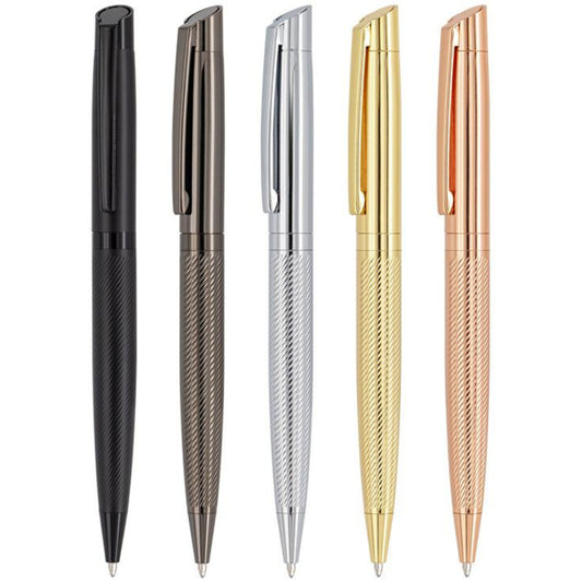 Luxury Ballpoint Pen in Gold, Rose Gold, Gun Black, and Chrome Finishes