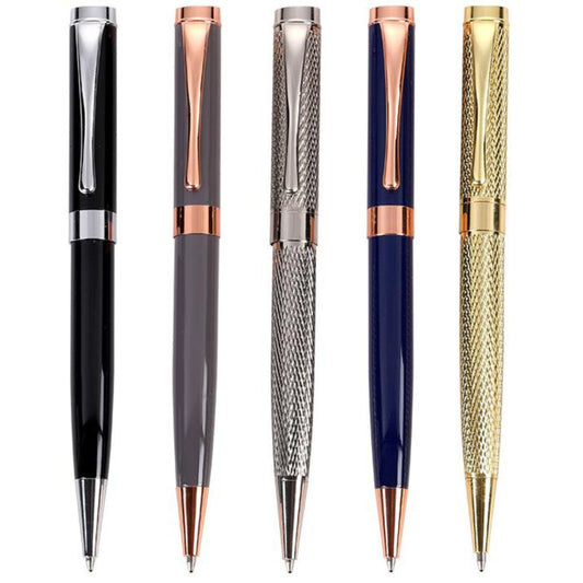 Premium Chrome, Black, Navy Blue, and Gold Metal Ballpoint Pen for Men