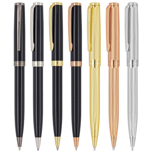 Sophisticated Chrome, Rose Gold, and Gold Metal Ballpoint Pen for Men
