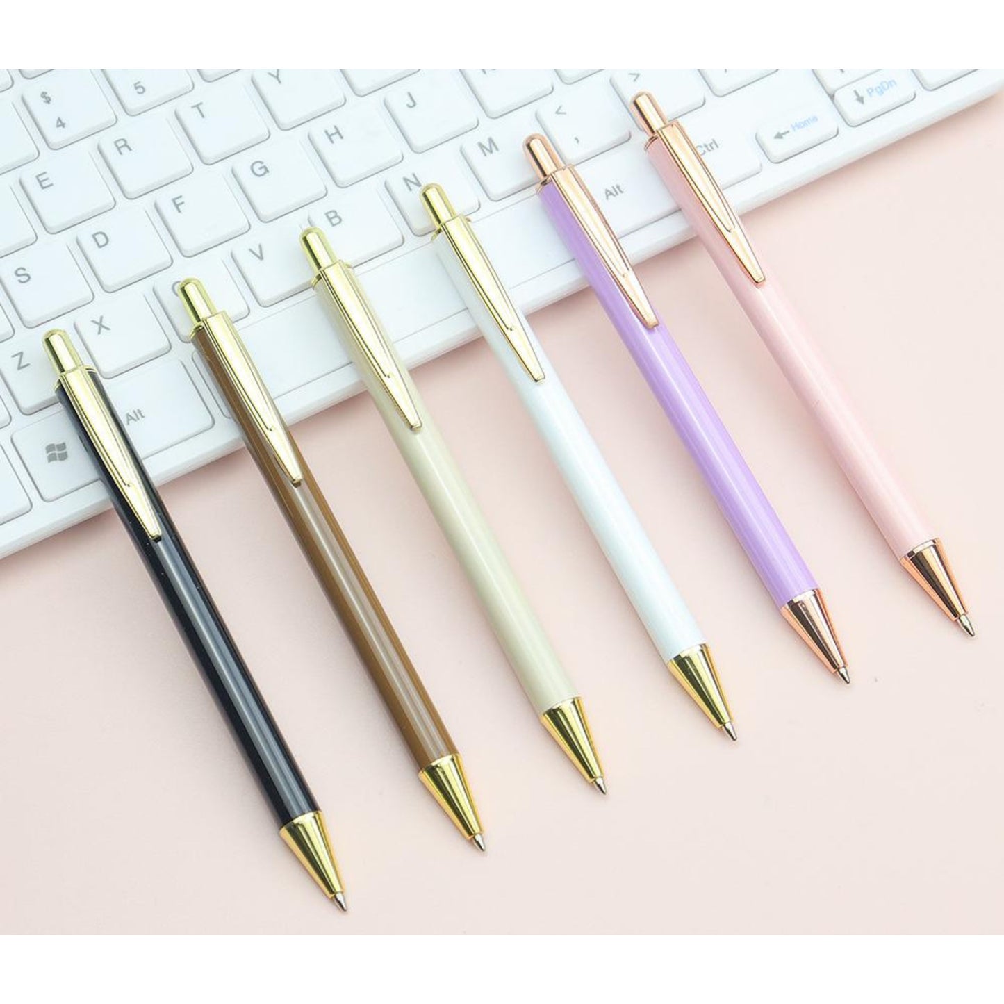 Elegant Lady Ballpoint Pen in Pink, White, and Beige