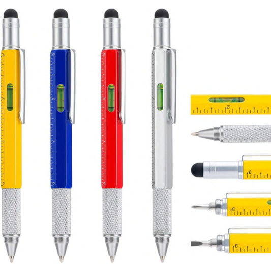 Multifunction Ballpoint Pen with Stylus, Ruler, Level & Screwdriver