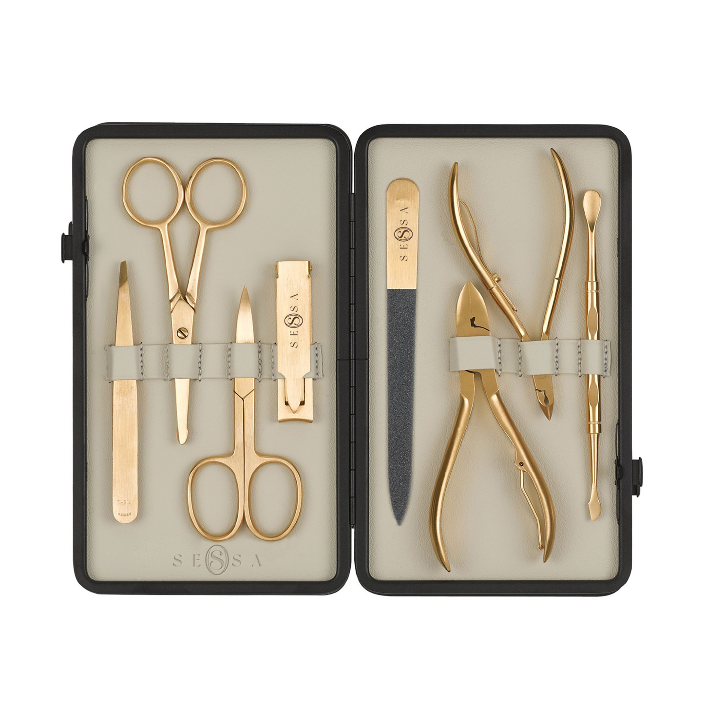 Compact Leather Manicure/Nail Kit for Travel & Home Use