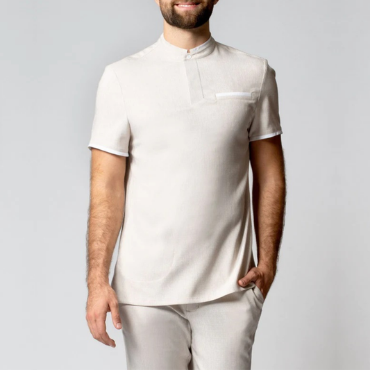 Men's Faux Linen Short-Sleeve Shirt & Pants
