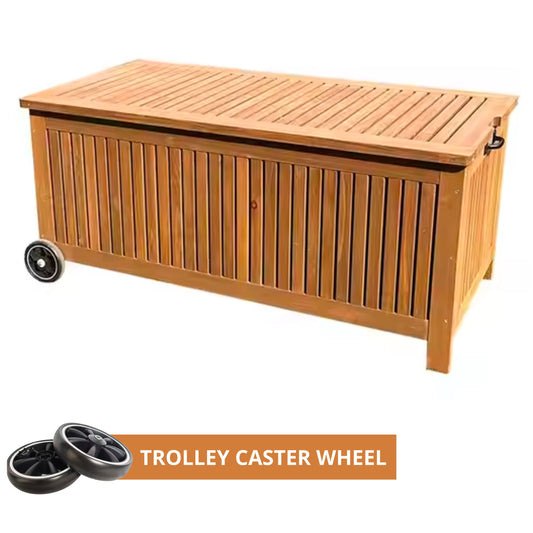 Wooden Pool Towel Storage Box with Wheels – Solid Fir Wood Shed with Liner
