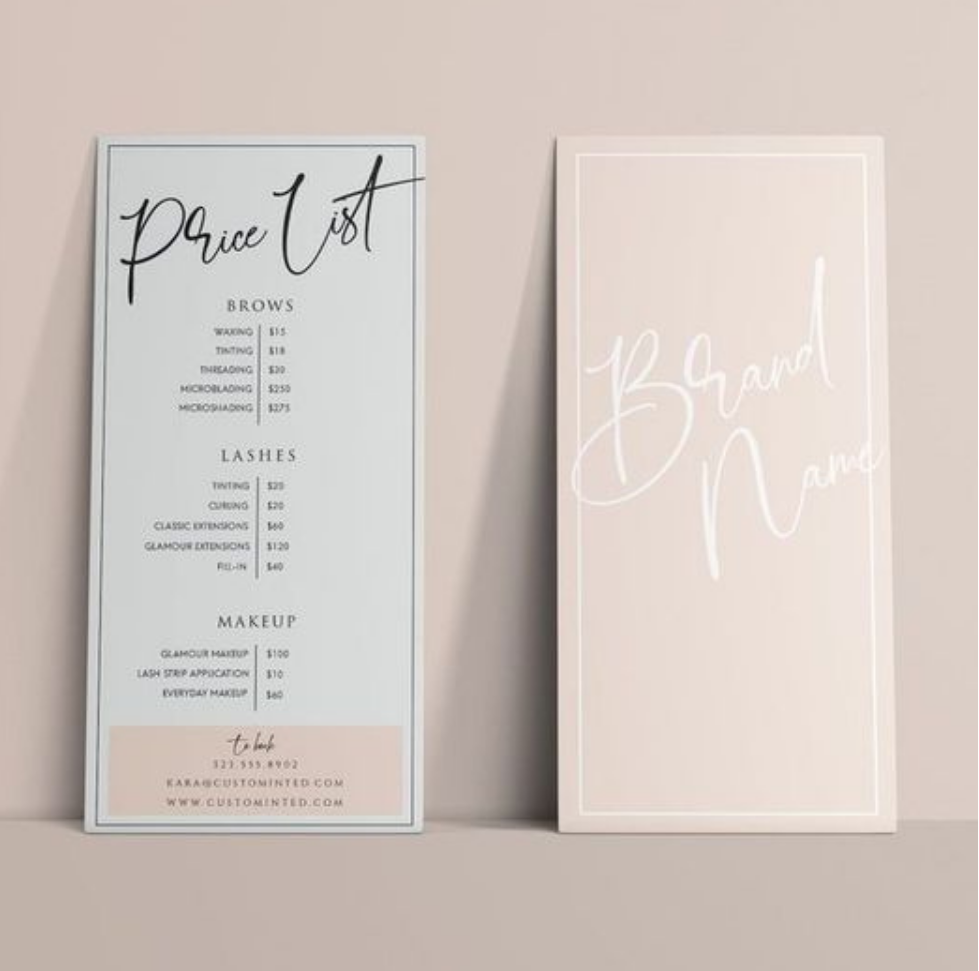 Spa Service Cards for Guest Rooms