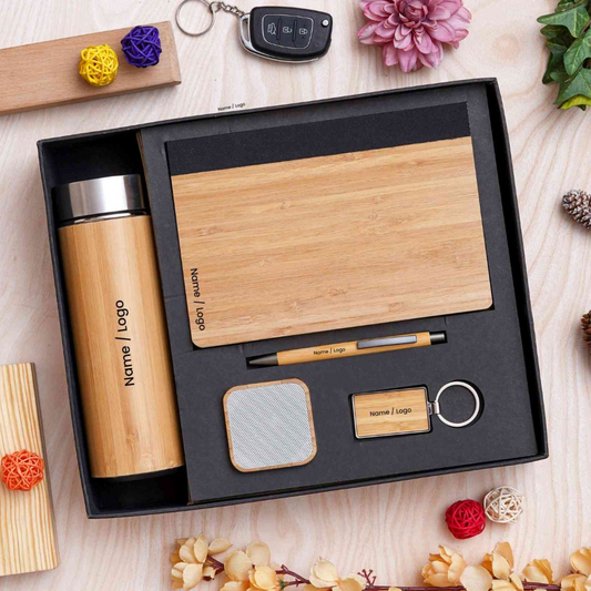 Personalized Bamboo Bottle, Speaker & Diary Gift Set