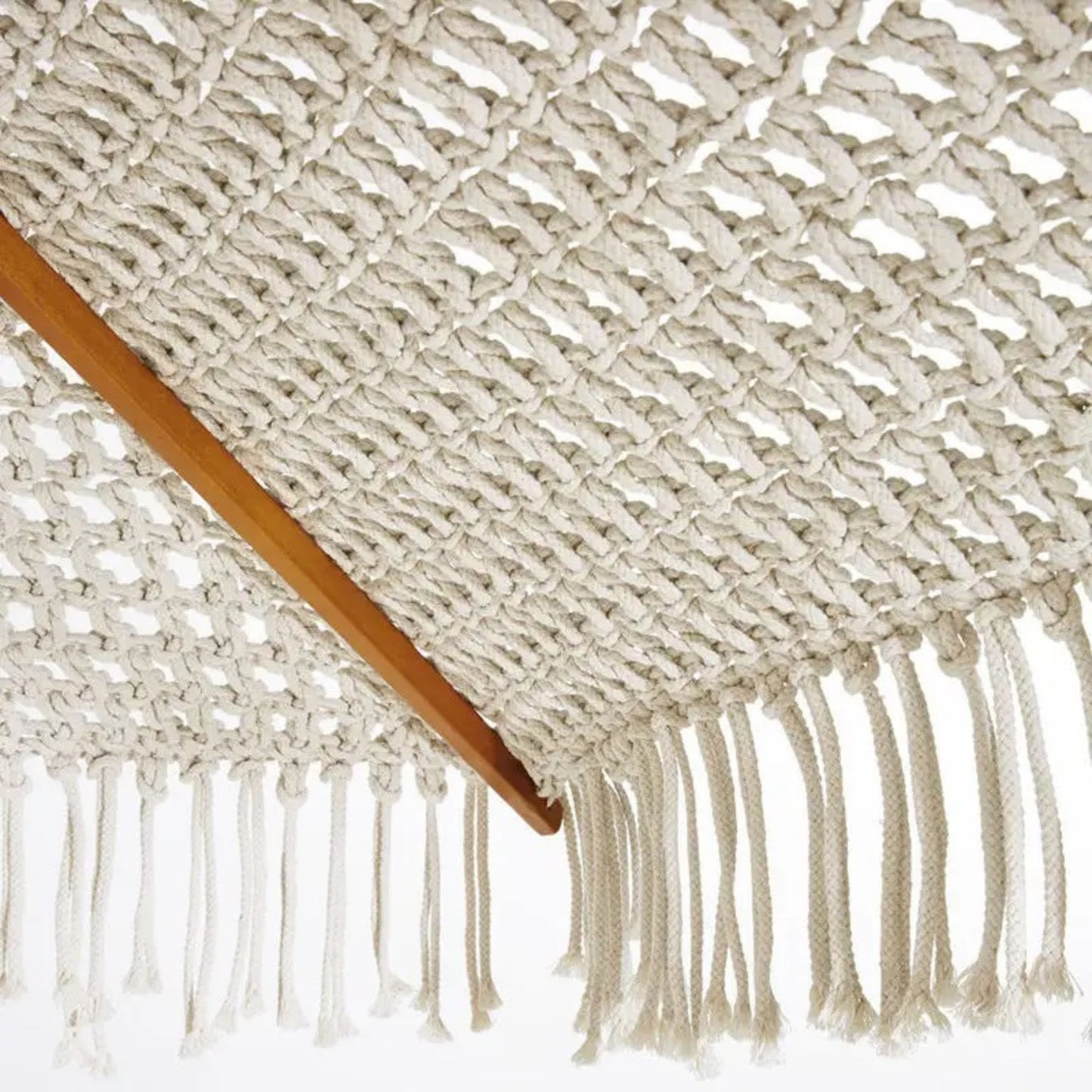 Beige Crochet Pool Umbrella with Cotton Canopy