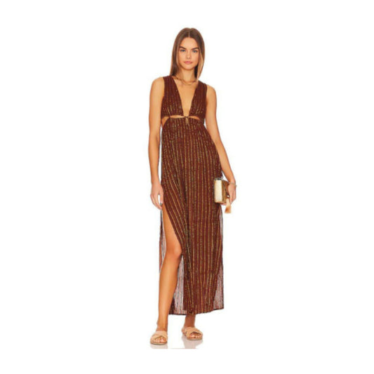 Rafael Cover-Up Dress – Sheer Plunge Maxi with Cutout Details