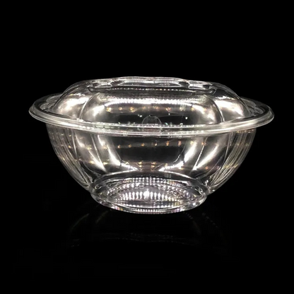 32oz Round Salad Bowl – Clear PET Plastic for Fresh Food Display