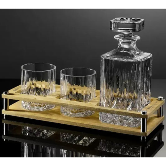 Customizable Rum Bottle Set – 750ml Glass & Bamboo Design