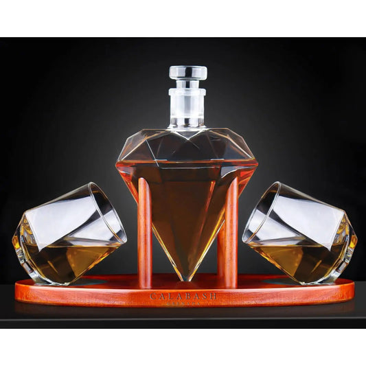 Customizable 1000ml Rum Bottle Set – Premium Glass & Wood Design