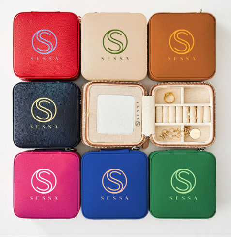 Small Travel Jewelry Case – PU Saffiano Leather with Suede Interior