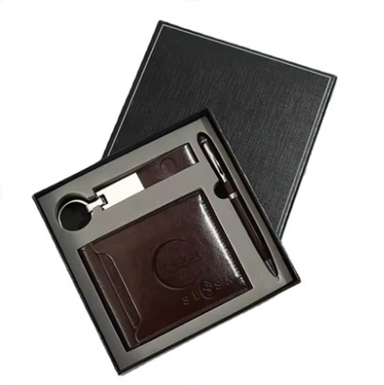 Premium Leather Wallet & Keychain Gift Set – Elegant Corporate Gift