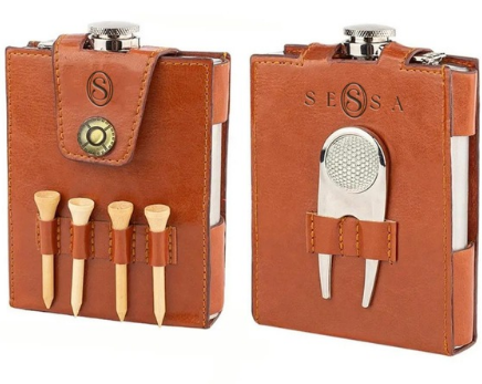 Golf Flask Set with Tees & Divot Tools – Perfect Golfer’s Gift