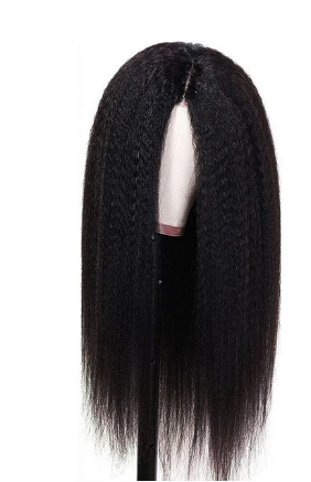 Real Human Hair Kinky Straight Lace Front Wig for Women - 180% Density, Full & Natural Look