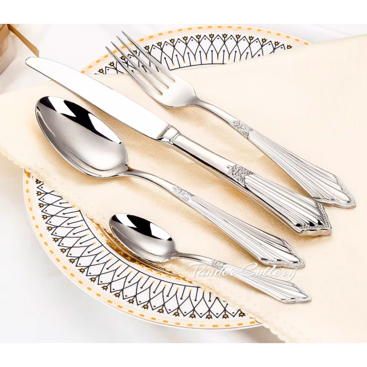 Stainless Steel Silverware Set – Forged Cutlery with Fork, Spoon, Knife & Teaspoon