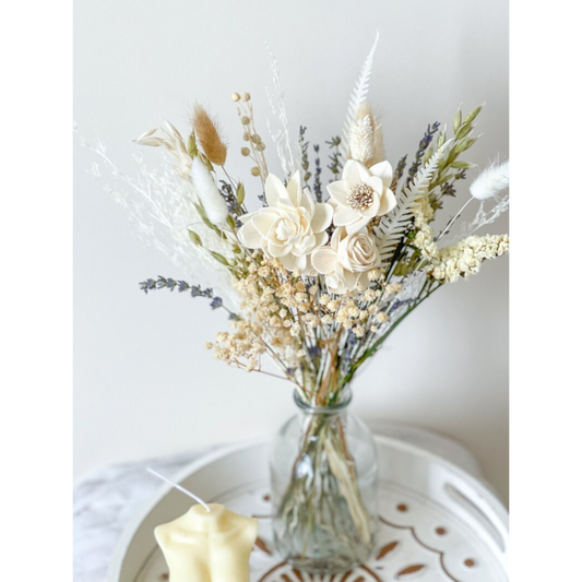 Natural Wedding Babyshower Sola Wood Flowers Mixed with Dried Flowers