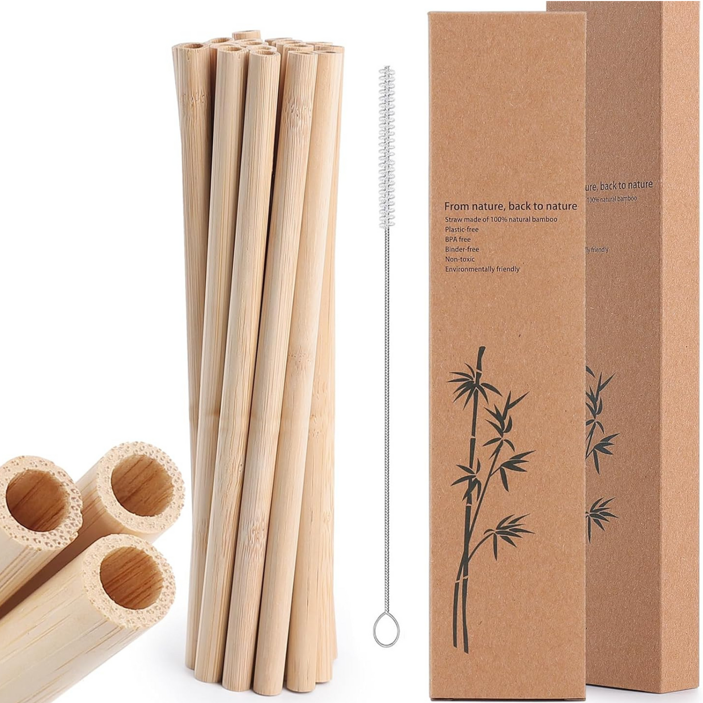 Sustainable Bamboo Straws – Reusable & Biodegradable with Cleaning Brush