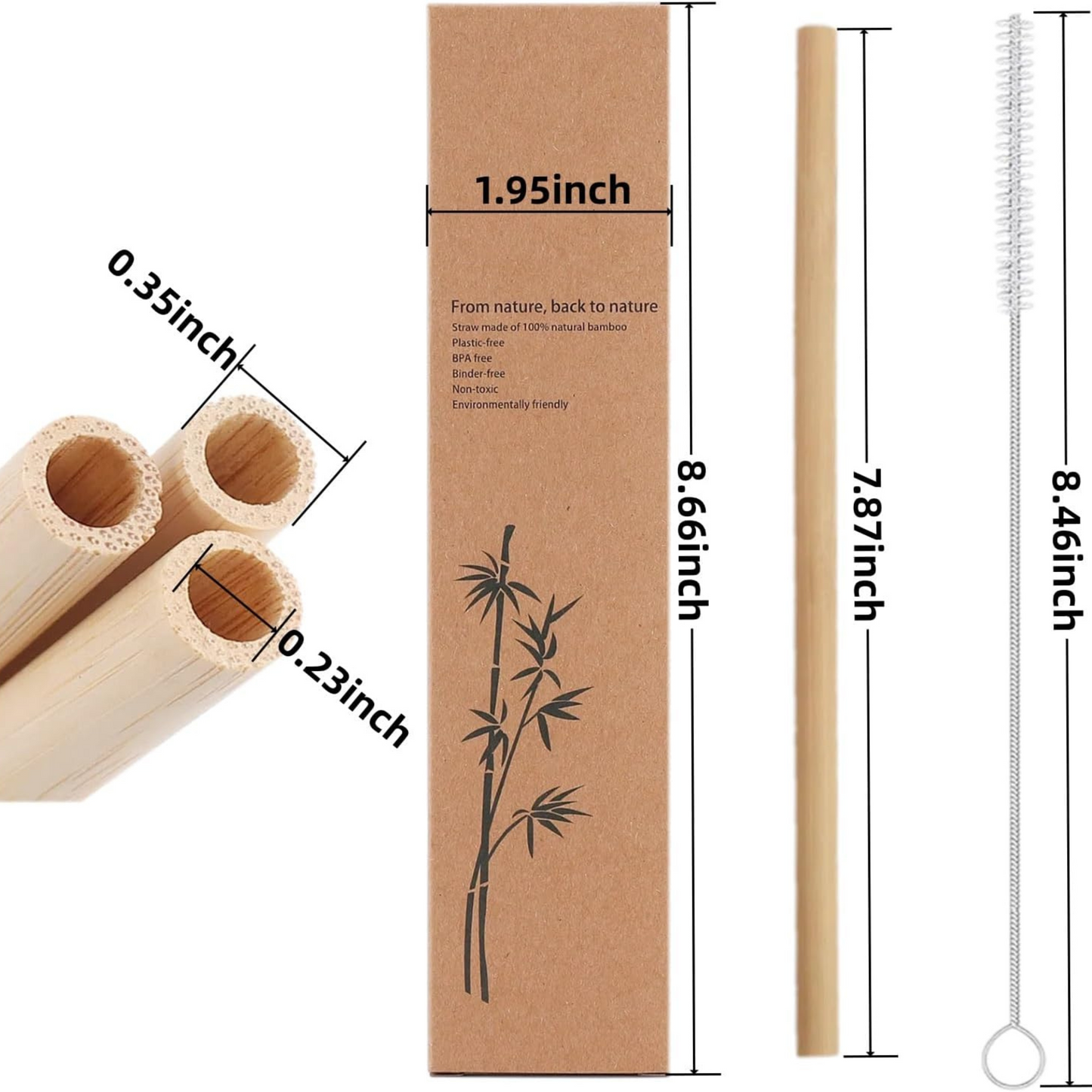 Sustainable Bamboo Straws – Reusable & Biodegradable with Cleaning Brush