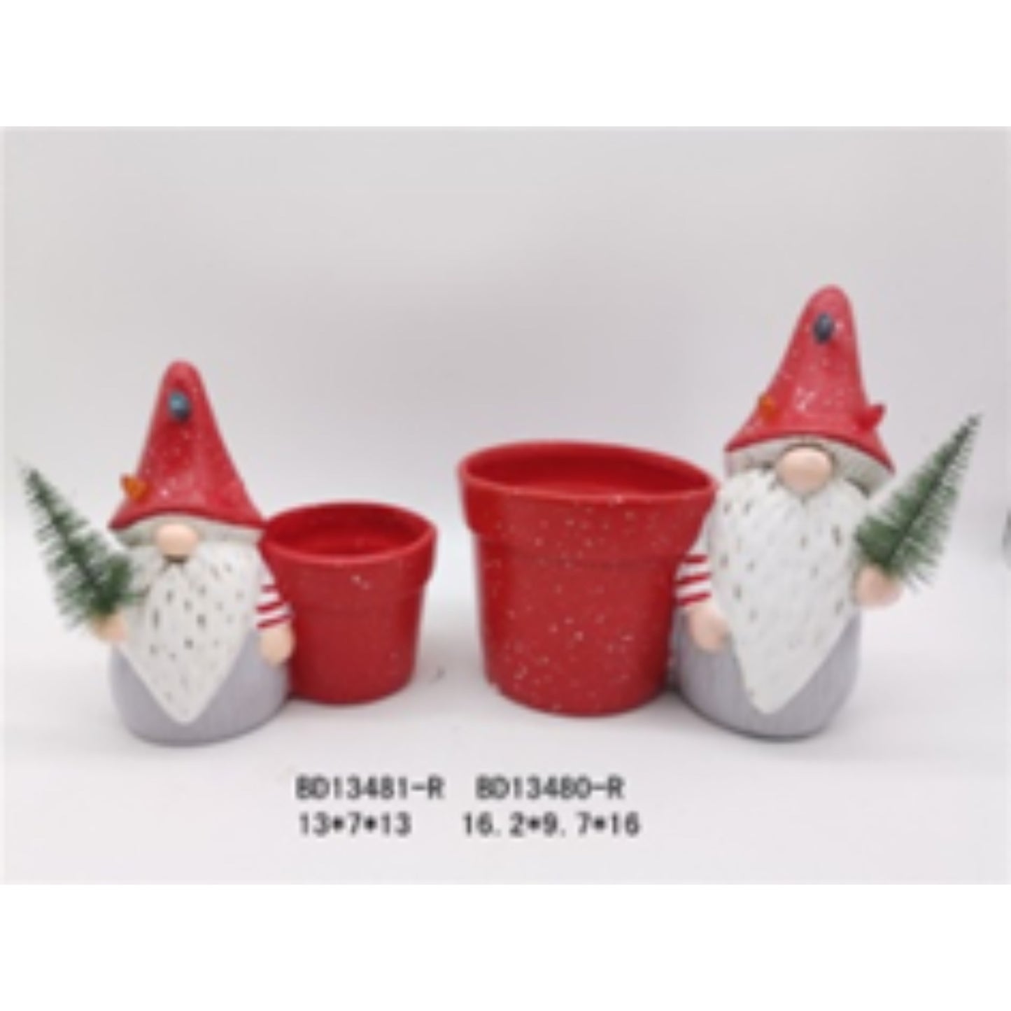 Red Rimmed Ceramic Christmas Terracotta Pots