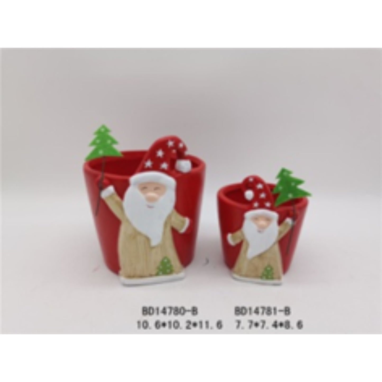 Festive Terracotta Ceramic Christmas Flower Pot Set