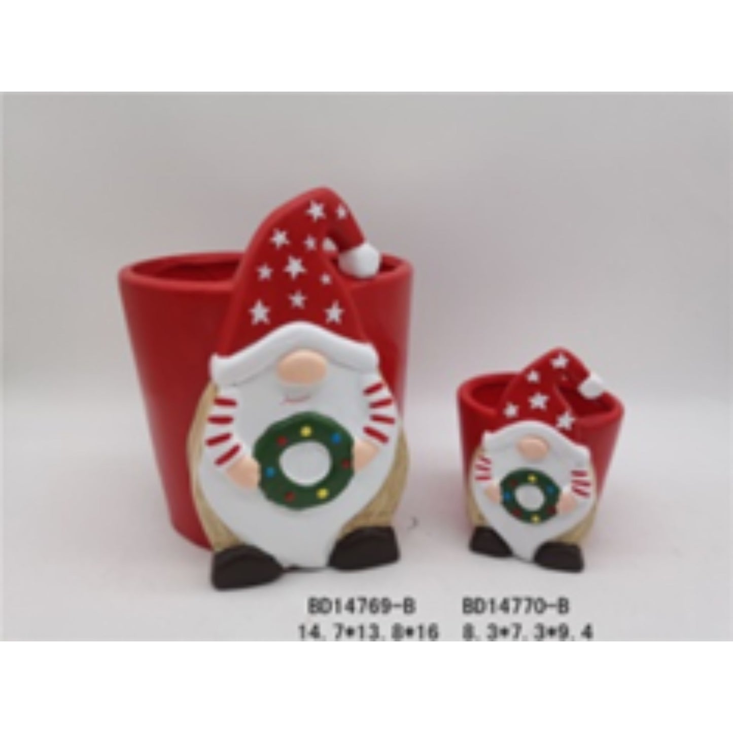 Holiday Charm Terracotta Ceramic Christmas Planter Duo