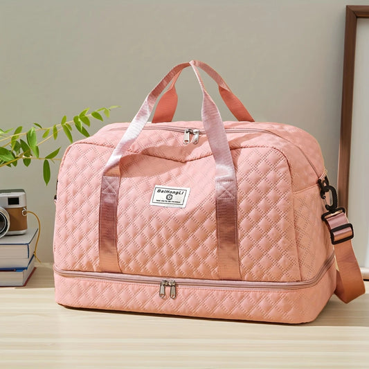 Travel Duffel Bag RH2430 – Diamond Pattern Travel Bag with Shoe Compartment
