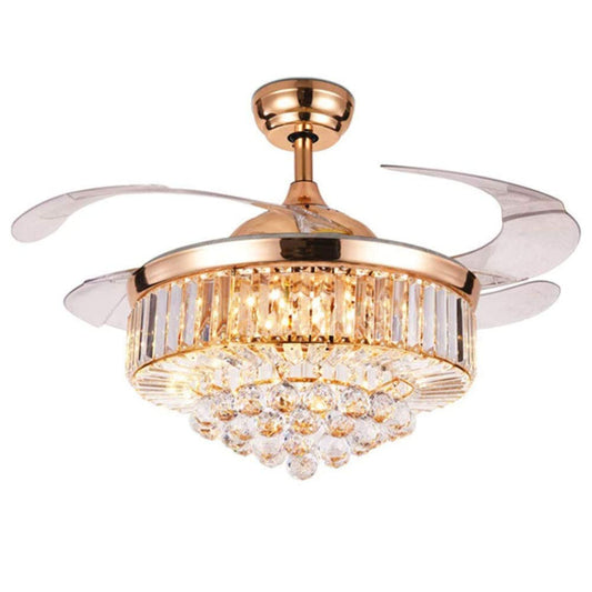 KBS-Y4240 Retractable Matte White Ceiling Fan with Crystal Light