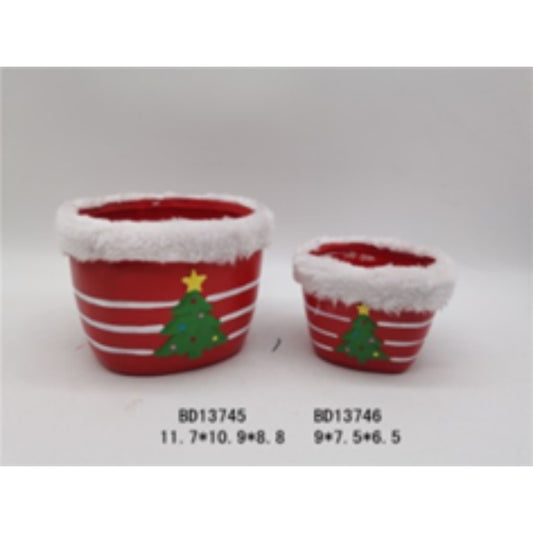 Mini Ceramic Christmas Terracotta Pot Duo