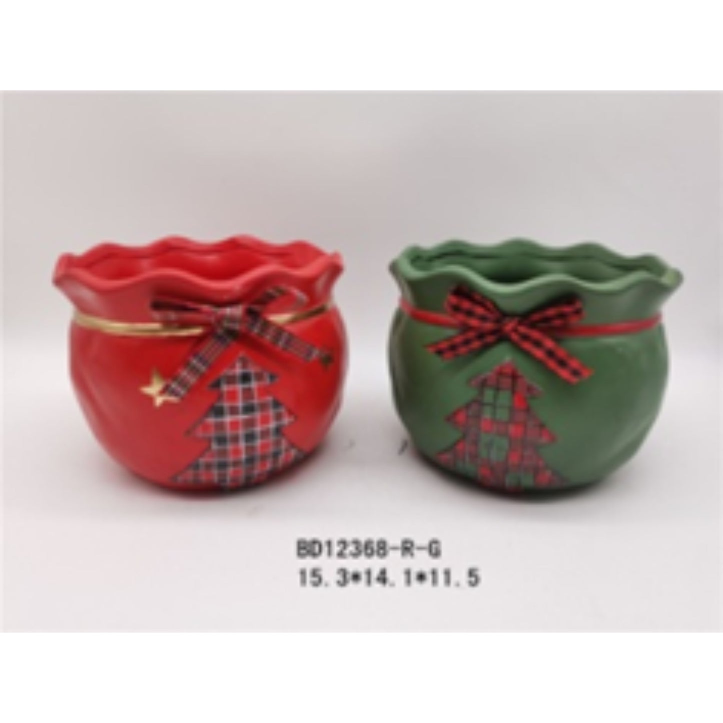 Red-Green Ceramic Christmas Terracotta Pot