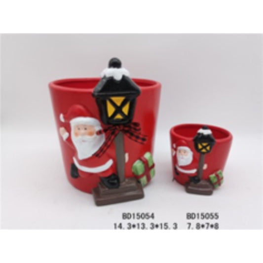 Holiday Terracotta Ceramic Flower Pot Duo