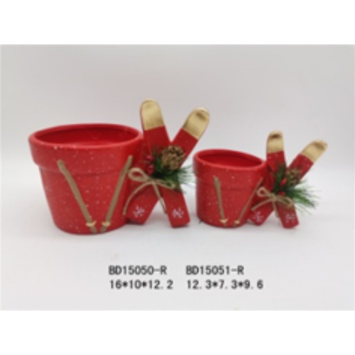 Terracotta Ceramic Christmas Pots Set