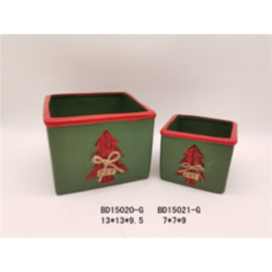 Terracotta Ceramic Christmas Pot Duo