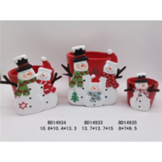 Holiday Terracotta Ceramic Flower Pot Trio