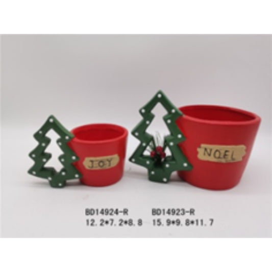 Christmas Glazed Terracotta Pot Duo