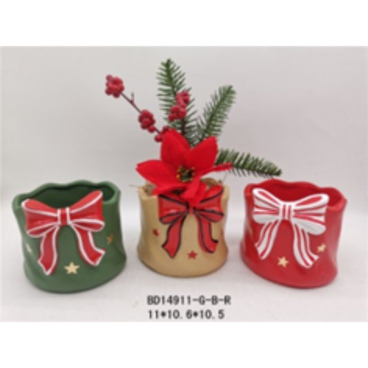 Color Glazed Terracotta Christmas Pot