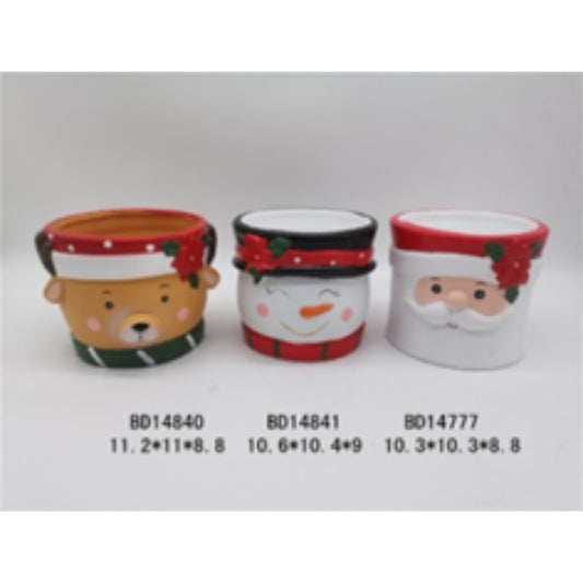 Christmas Terracotta Ceramic Flower Pots Set