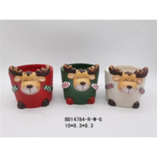 Classic Tri-Color Terracotta Christmas Pot