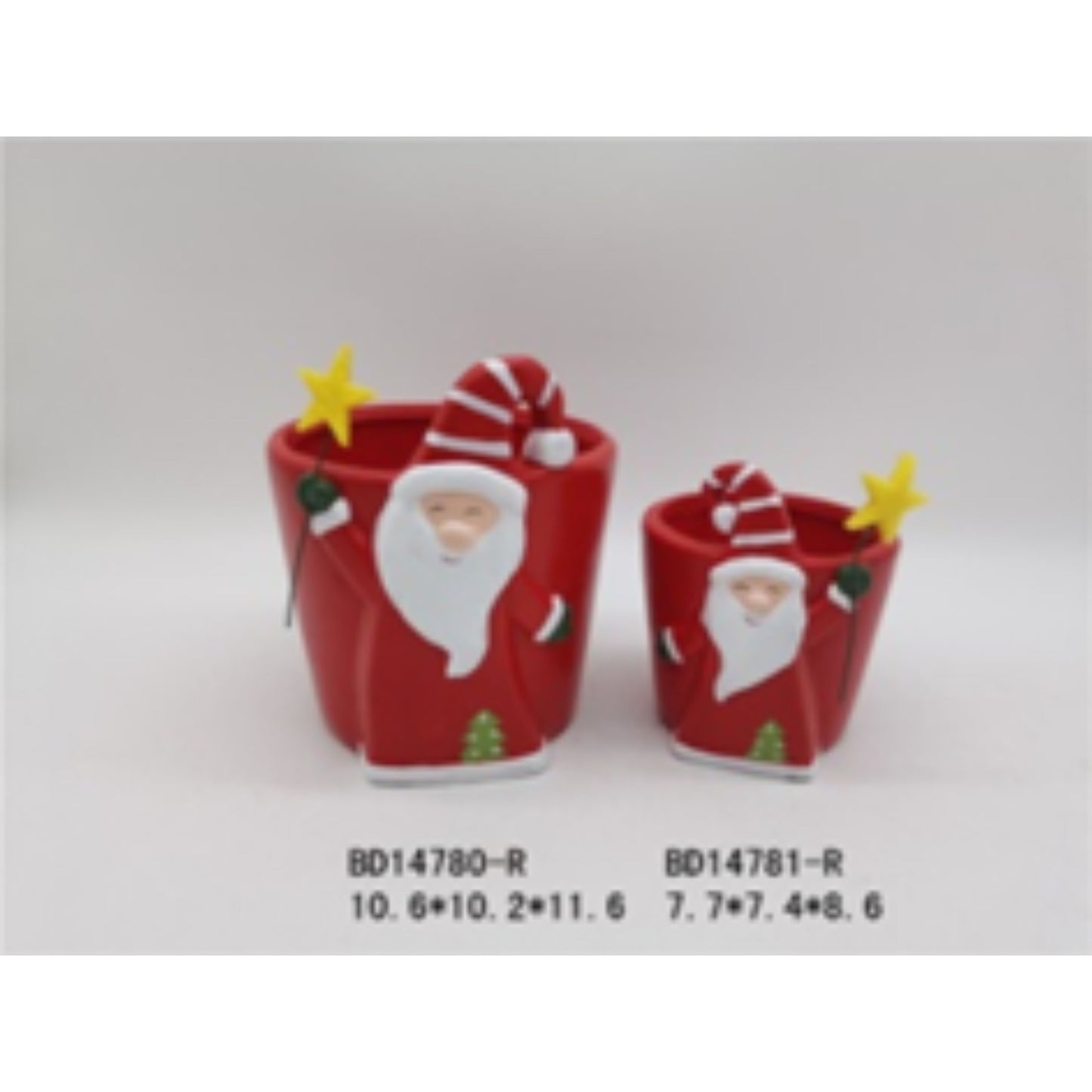 Festive Terracotta Ceramic Christmas Flower Pot Set