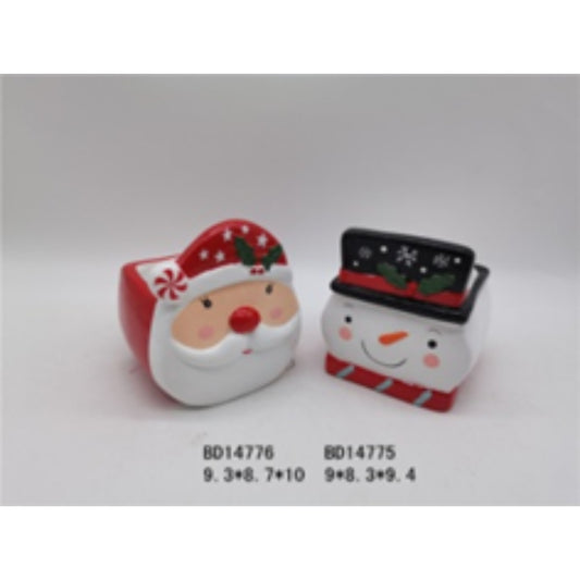 Holiday Terracotta Ceramic Christmas Planter Duo