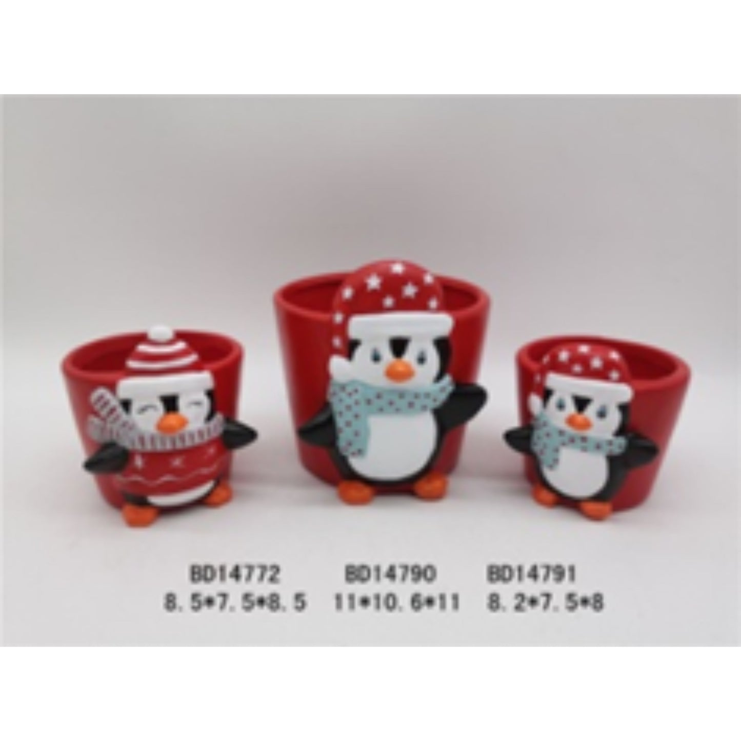 Holiday Glazed Terracotta Ceramic Christmas Pot Trio